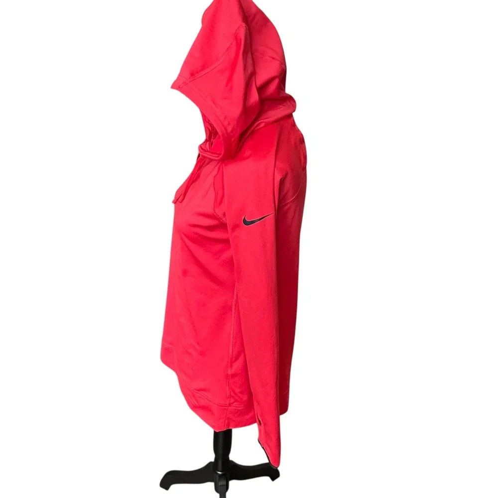 Nike Pro‎ Dri FIT Hoodie Women's Large Red Long Sleeve with Thumbholes Athletic